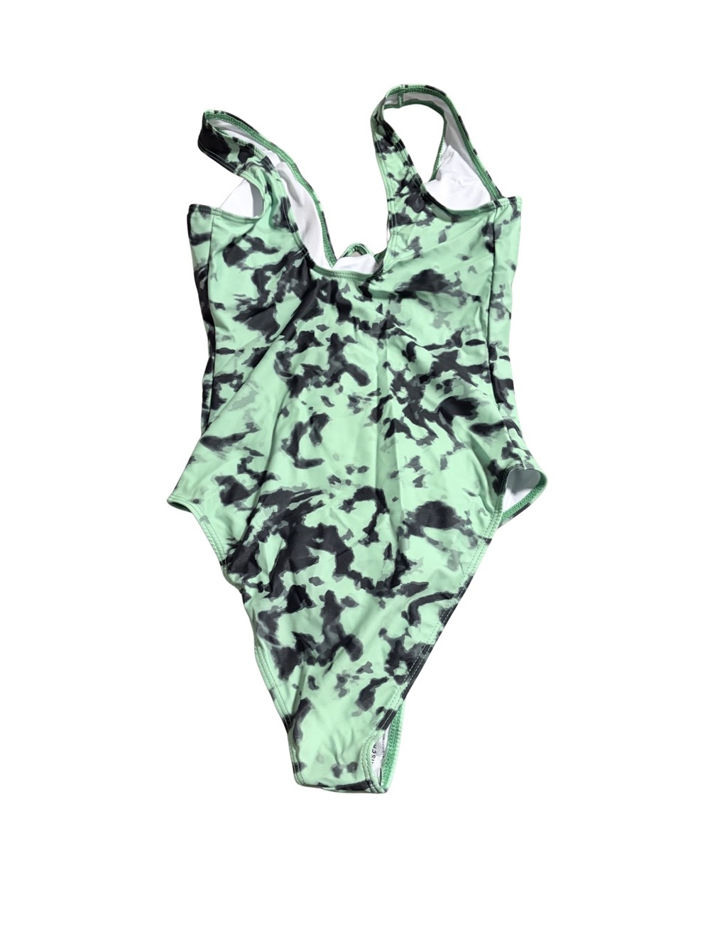 New Small Amazon Mint-Black Tie-Dye One-Piece Swimsuit with Underwire